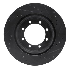 Ford F-350 Super Duty Brake Rotor (1) - Rear Left - R1 Concepts - Drilled & Slotted - Black - `05-`12